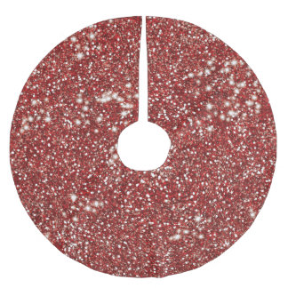 Faux Red Glitter Texture Look-like Graphic Brushed Polyester Tree Skirt