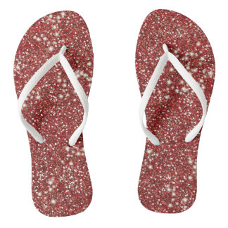 Faux Red Glitter Texture Look-like Graphic Flip Flops