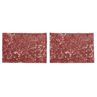 Faux Red Glitter Texture Look-like Graphic Pillow Case