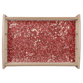 Faux Red Glitter Texture Look-like Graphic Serving Tray