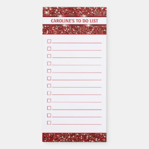 Faux Red Glitter Texture Look - To Do List Magnetic Notepad