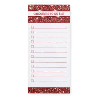 Faux Red Glitter Texture Look - To Do List Magnetic Notepad