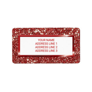Faux Red Glitter Texture Look With Custom Label