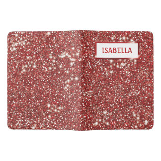 Faux Red Glitter Texture Look With Custom Name Extra Large Moleskine Notebook