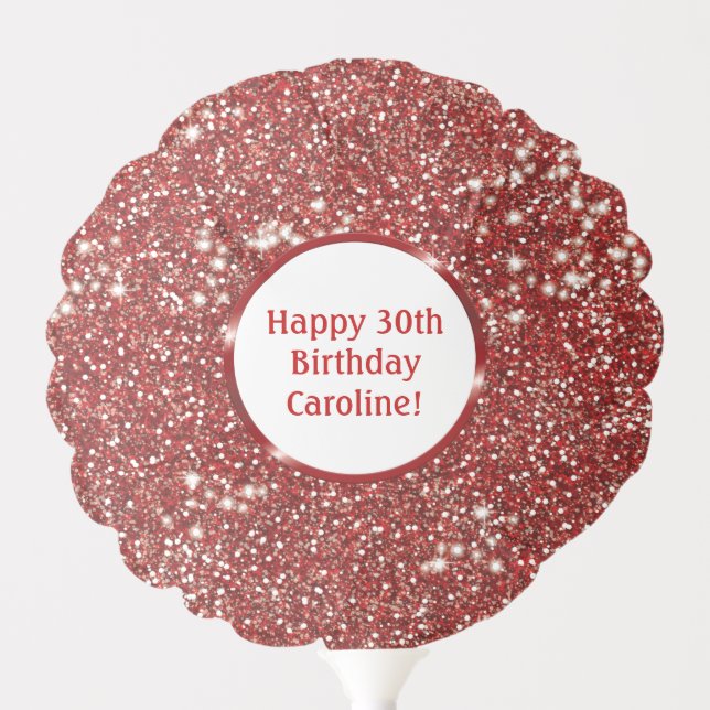 Faux Red Glitter Texture Look With Custom Text Balloon (Front)