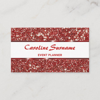 Faux Red Glitter Texture Look With Custom Text Business Card