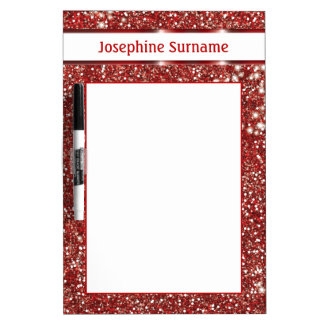 Faux Red Glitter Texture Look With Custom Text Dry Erase Board
