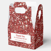 Faux Red Glitter Texture Look With Custom Text Favor Boxes (Opened)