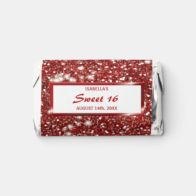 Faux Red Glitter Texture Look With Custom Text Hershey's Miniatures (Front)