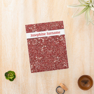 Faux Red Glitter Texture Look With Custom Text Mini Binder