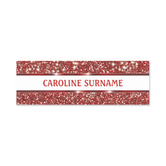 Faux Red Glitter Texture With Custom Name - Name Tag