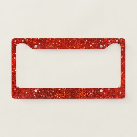 Faux Red Glitters. License Plate Frame