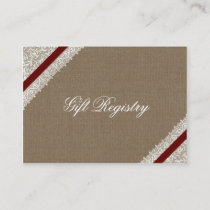 FAUX red lace and burlap Gift registry  Cards