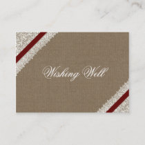FAUX red lace and burlap wishing well cards