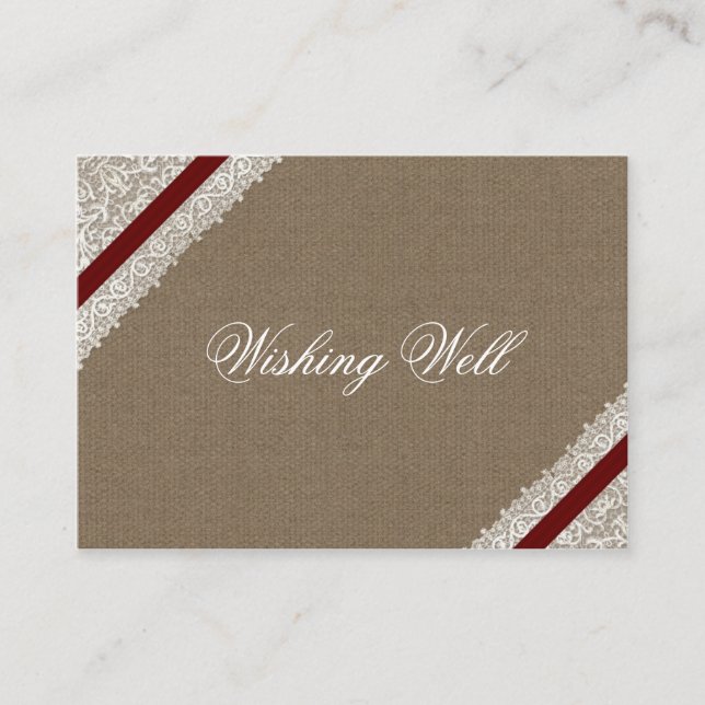 FAUX red lace and burlap wishing well cards (Front)