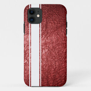 Faux Red Leather & White Stripe iPhone 5s Case