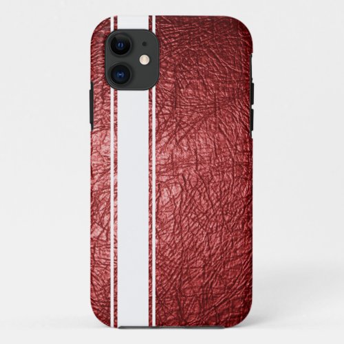 Faux Red Leather  White Stripe iPhone 5s Case