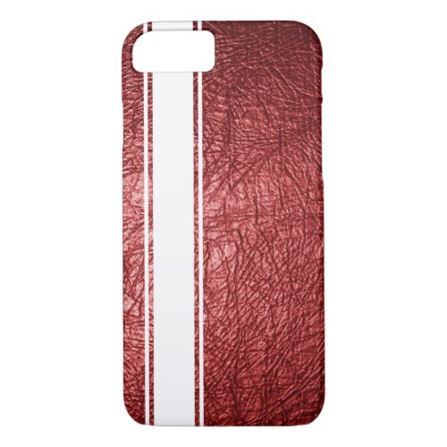 Faux Red Leather  White Stripe iPhone 7 Case