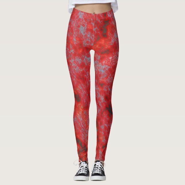 Faux Red Marble Leggings (Front)