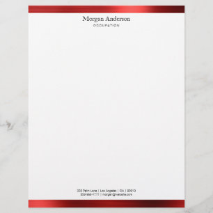 Faux Red Metal Stripes, Black Name & Info Letterhead