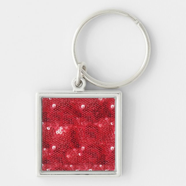 Faux Red Sequin Pattern Image Keychain (Front)
