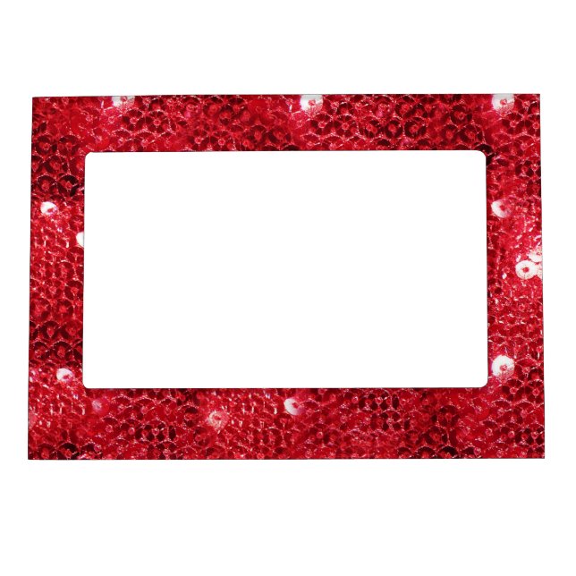 Faux Red Sequin Pattern Image Magnetic Frame (Front)