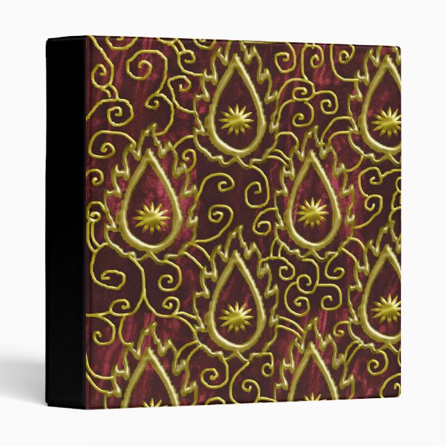 faux red velvet golden flame binder (Front/Spine)