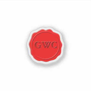 Faux Red Wax Seal Monogram Custom Sticker