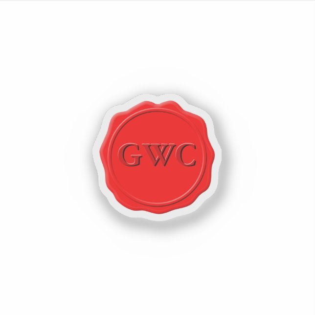 Faux Red Wax Seal Monogram Custom Sticker (Front)