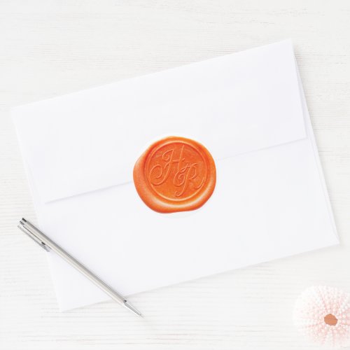 Faux Red Wax Wedding Monogram Envelope Seal