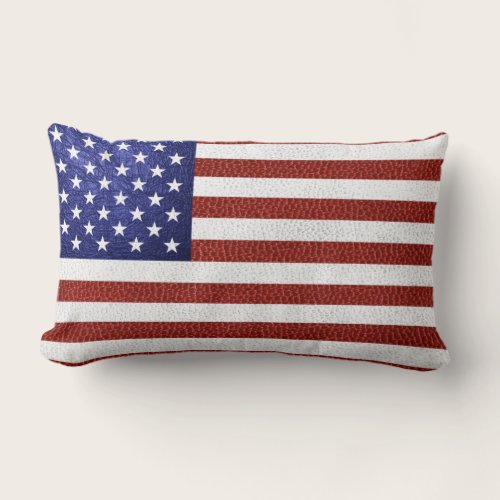 Faux Red White Blue Leather USA Flag Lumbar Pillow