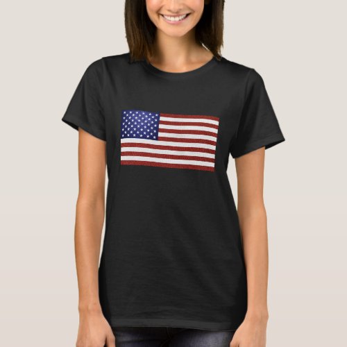 Faux Red White Blue Leather USA Flag T_Shirt