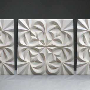 Faux Relief Floral Moroccan Tile Home Decor Accent