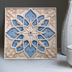 Faux Relief Floral Moroccan Tile Home Decor Accent