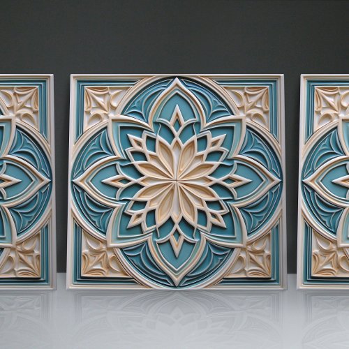 Faux Relief Floral Moroccan Tile Home Decor Accent