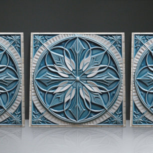 Faux Relief Floral Moroccan Tile Home Decor Accent