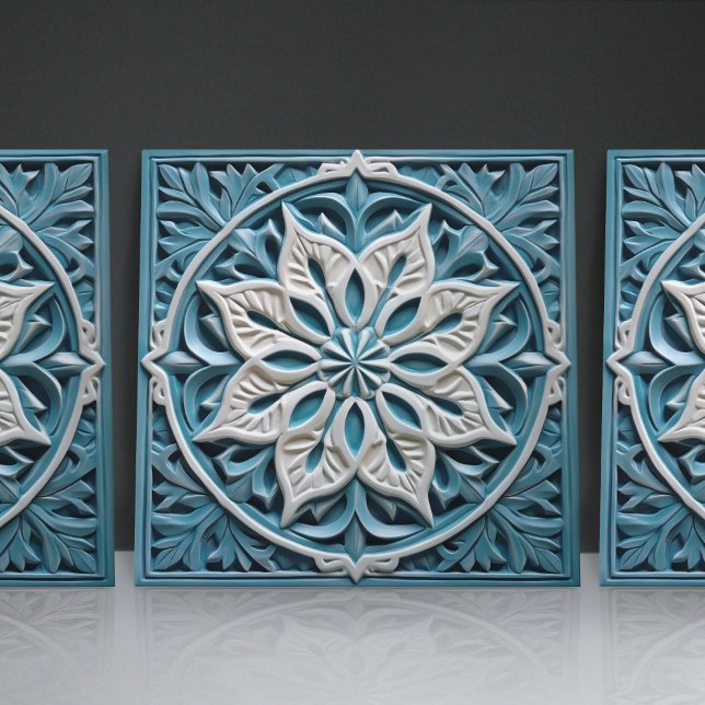 Faux Relief Floral Moroccan Tile Home Decor Accent (Creator Uploaded)