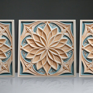 Faux Relief Floral Moroccan Tile Home Decor Accent