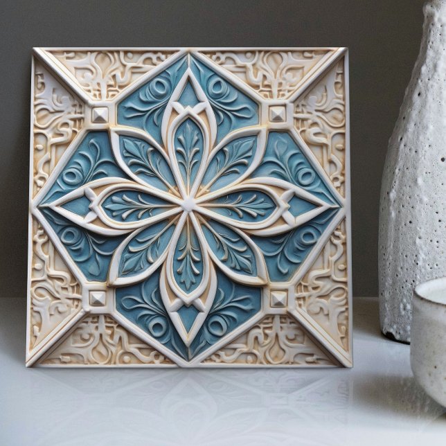 Faux Relief Floral Moroccan Tile Home Decor Accent (Creator Uploaded)