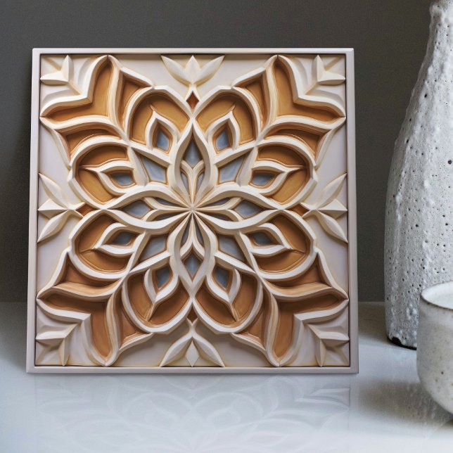 Faux Relief Floral Moroccan Tile Home Decor Accent (Creator Uploaded)
