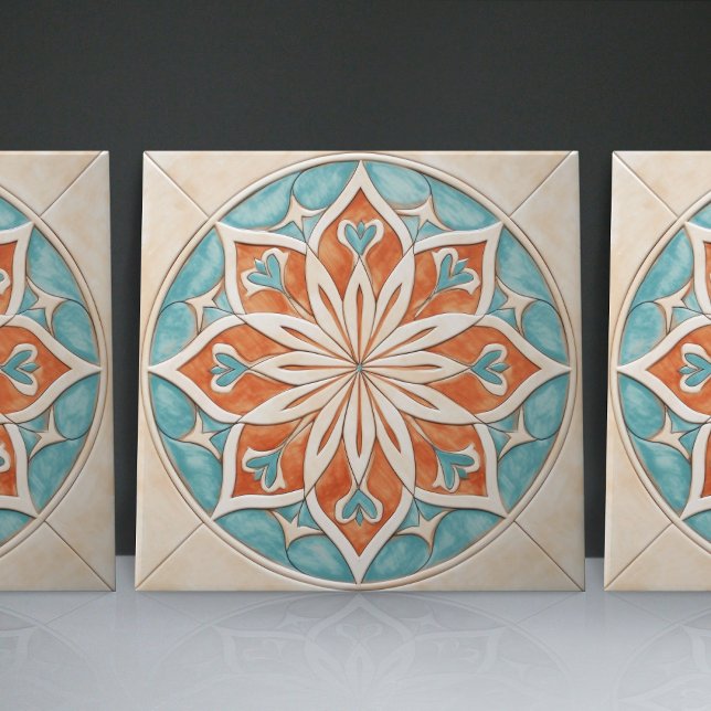 Faux Relief Floral Moroccan Tile Home Decor Accent (Creator Uploaded)