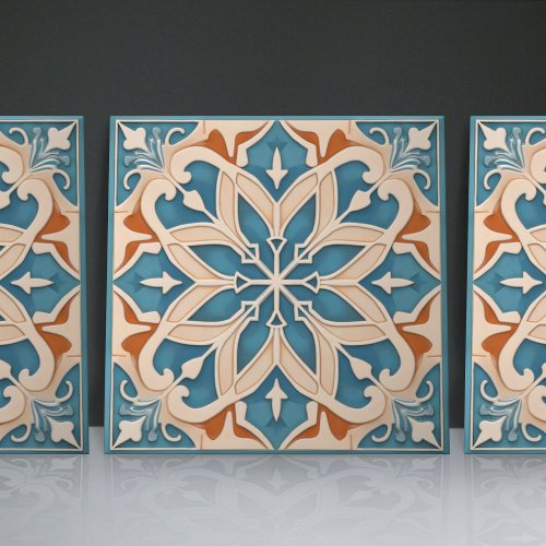 Faux Relief Floral Moroccan Tile Home Decor Accent