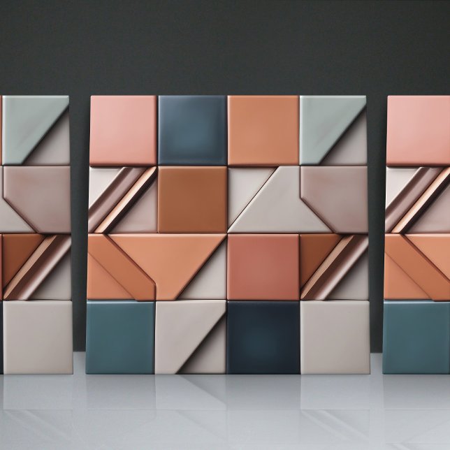 Faux Relief Glazed Blue Burnt Orange Home Decor Ceramic Tile (Creator Uploaded)