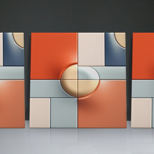 Faux Relief Glazed Minimalist Illusion Home Decor Ceramic Tile