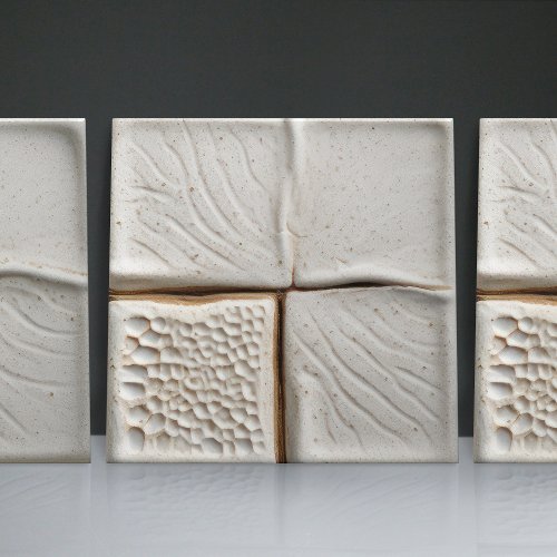 Faux Relief Glazed White Minimalist Home Decor Ceramic Tile
