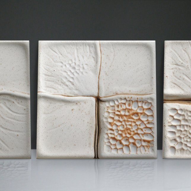 Faux Relief Glazed White Minimalist Home Decor Ceramic Tile (Creator Uploaded)