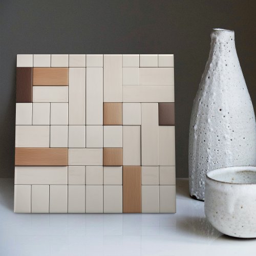 Faux Relief Wood White Minimalist Home Decor Ceramic Tile