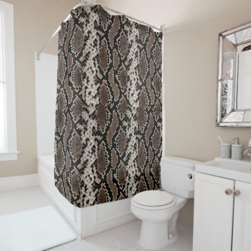 Faux Reticulated Python Snake Skin Shower Curtain