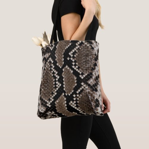 Faux Reticulated Python Snake Skin Tote Bag