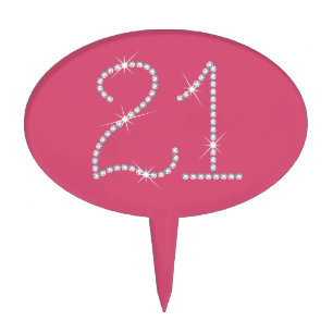 Faux Rhinestone 21st Birthday Cake Topper